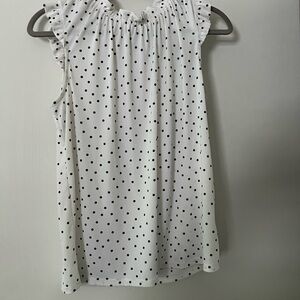 Adrianna Papell White and Black Polka Dot Blouse